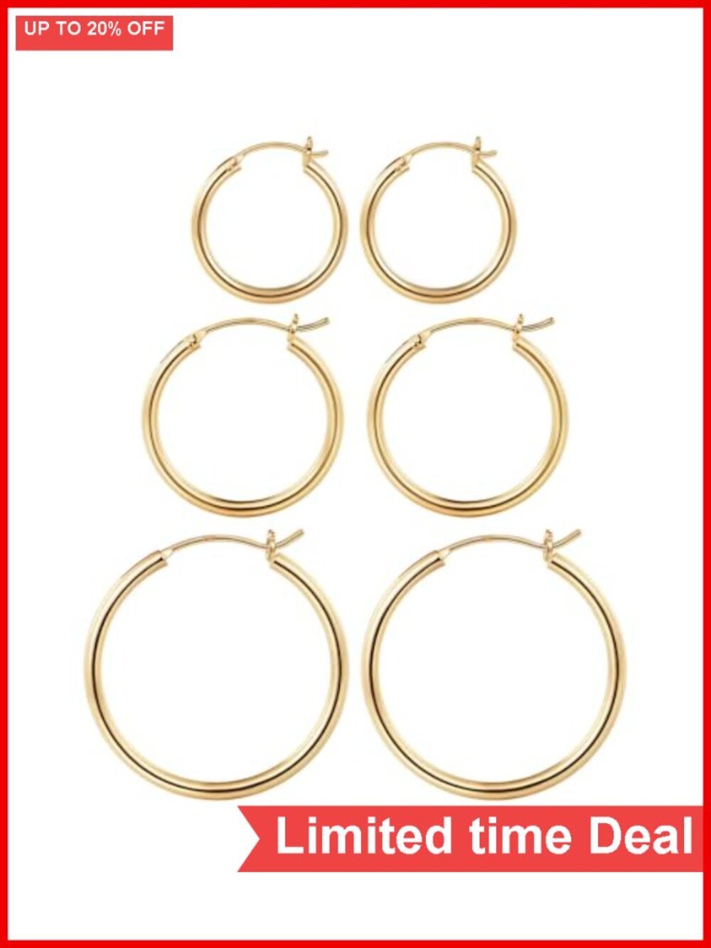 14K Gold Plated Hoop Earrings for Women Hypoallergenic Brass Circle Earrings